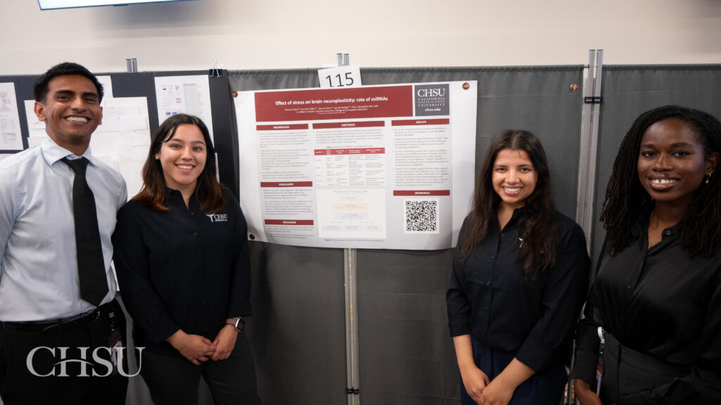 students presenting poster at CHSU Research Day