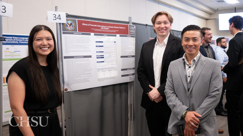 students presenting poster at CHSU Research Day