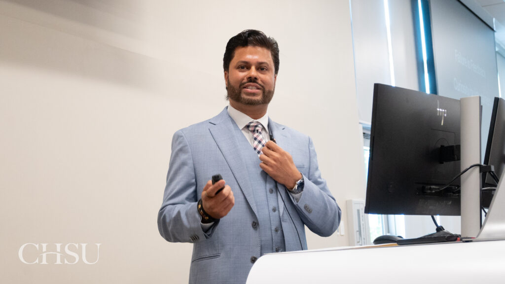 Dr. Brar presenting at CHSU Research Day